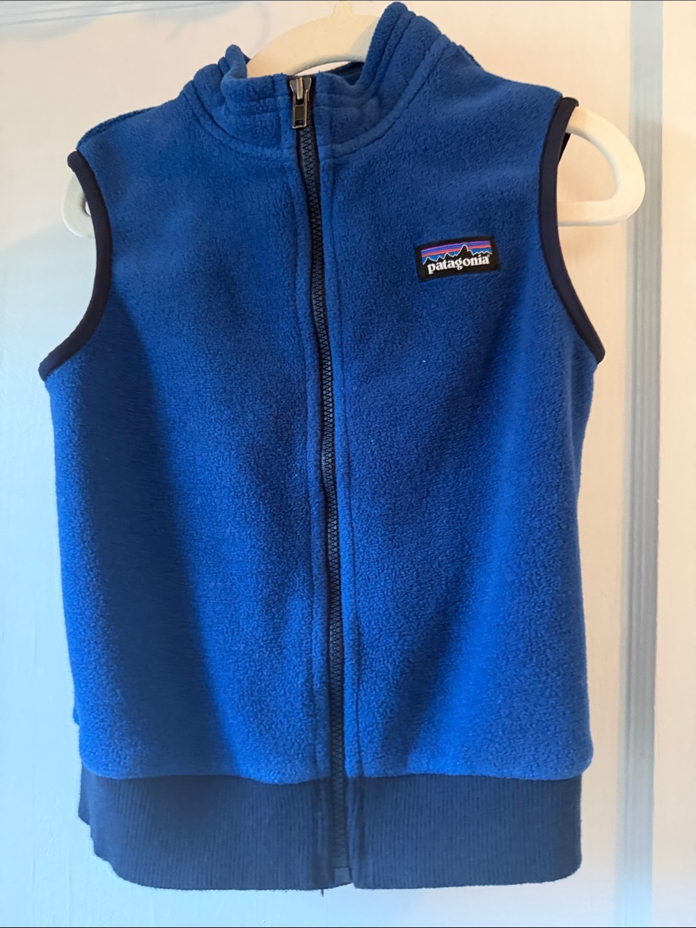 Patagonia Royal Blue Fleece Vest with Navy Trim